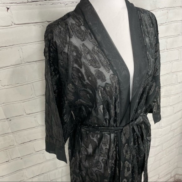 EXPRESS Black Burn Out Leopard Kimono One Size - Picture 13 of 16